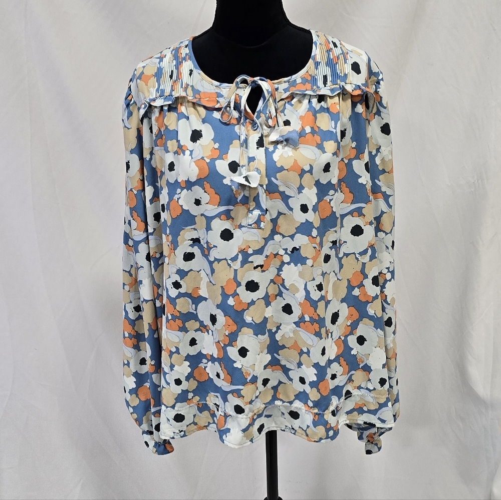 Joie women XL floral long sleeve peasant top cottage core blouse pullover - Picture 4 of 12